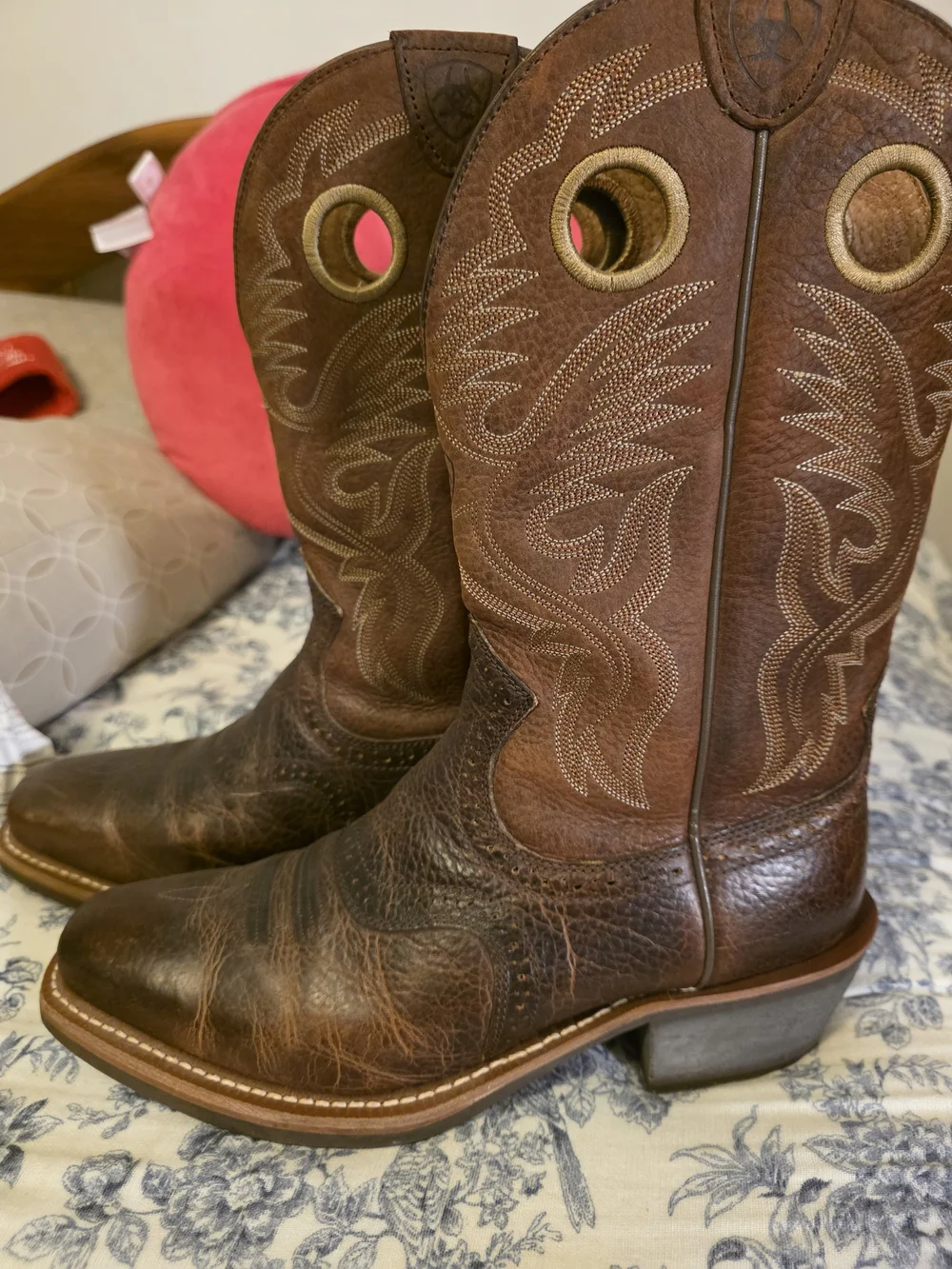 Ariat Brown Leather Western Pull-On Boots Men's 9.5D